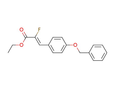 Molecular Structure of 858114-87-1 (2-Propenoic acid, 2-fluoro-3-[4-(phenylmethoxy)phenyl]-, ethyl ester,
(2Z)-)