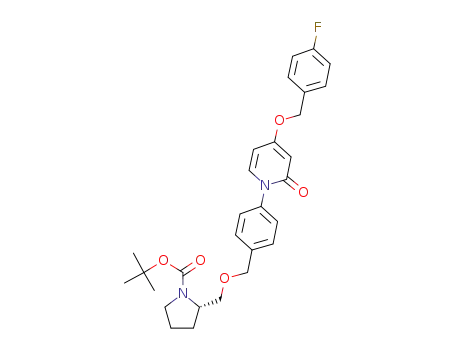 Molecular Structure of 927892-97-5 (tert-butyl (2S)-2-[({4-[4-[(4-fluorobenzyl)oxy]-2-oxopyridin-1(2H)-yl]benzyl}oxy)methyl]pyrrolidine-1-carboxylate)