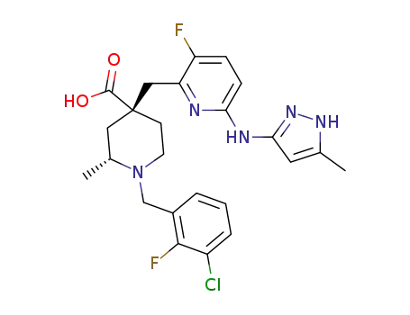 (2R,4R)-1-(3-クロロ-2-フルオロベンジル)-4-[3-フルオロ-6-(5-メチル-1H-ピラゾール-3-イルアミノ)-2-ピリジルメチル]-2-メチルピペリジン-4-カルボン酸