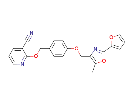 Molecular Structure of 441356-99-6 (2-[4-[[2-(furan-2-yl)-5-methyl-4-oxazolyl]methoxy]
benzyloxy]nicotinonitrile)
