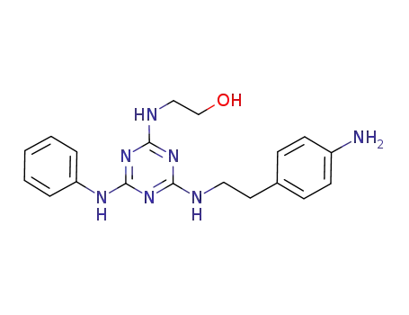 Molecular Structure of 852673-26-8 (2-[2-(4-aminophenyl)ethylamino]-4-(2-hydroxyethylamino)-6-phenylamino-1,3,5-triazine)