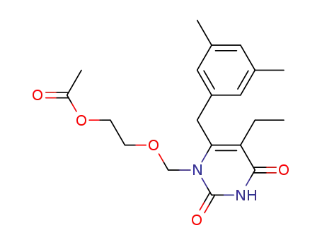 Molecular Structure of 444788-50-5 (1-(2-acetoxyethoxymethyl)-6-(3,5-dimethylbenzyl)-5-ethyluracil)