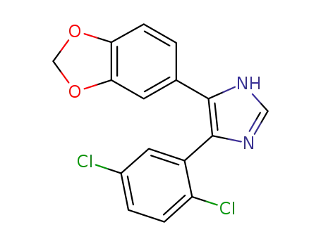 Molecular Structure of 858037-61-3 (5-benzo[1,3]dioxol-5-yl-4-(2,5-dichloro-phenyl)-1H-imidazole)