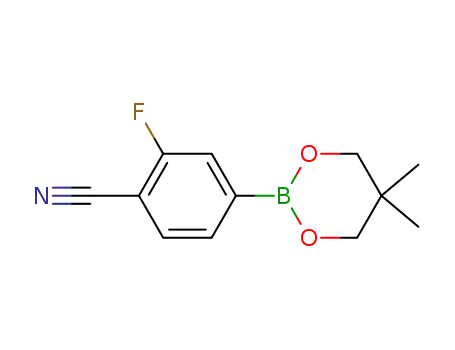 Molecular Structure of 898803-13-9 (Benzonitrile, 4-(5,5-dimethyl-1,3,2-dioxaborinan-2-yl)-2-fluoro-)