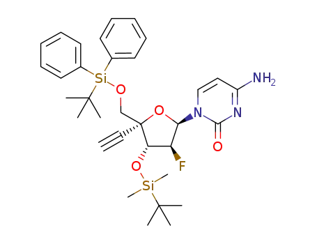 1-(2'-deoxy-3'-O-[(1,1-dimethylethyl)dimethylsilyl]-2'-fluoro-4'-C-ethynyl-5'-O-[(1,1-dimethylethyl)diphenylsilyl]-β-D-arabinofuranosyl)cytosine