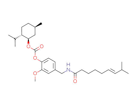 Molecular Structure of 913290-19-4 ((1S,2S,5R)-5-methyl-2-(methylethyl)cyclohexyl {4-[((6E)-8-methylnon-6-enoylamino)methyl]-2-methyoxyphenoxy}formate)