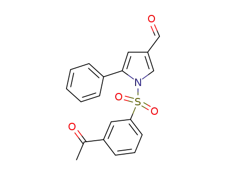 Molecular Structure of 881676-84-2 (1H-Pyrrole-3-carboxaldehyde, 1-[(3-acetylphenyl)sulfonyl]-5-phenyl-)