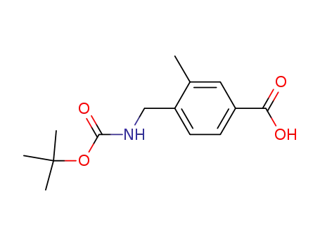 Molecular Structure of 877858-16-7 (4-(BOC-AMINO)METHYL-3-METHYL-BENZOIC ACID)