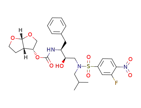 Molecular Structure of 937397-44-9 ({1-benzyl-3-[(3-fluoro-4-nitro-benzenesulfonyl)-isobutyl-amino]-2-hydroxy-propyl}-carbamic acid hexahydro-furo[2,3-b]furan-3-yl ester)