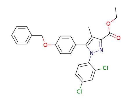 Molecular Structure of 895582-70-4 (1H-Pyrazole-3-carboxylic acid,
1-(2,4-dichlorophenyl)-4-methyl-5-[4-(phenylmethoxy)phenyl]-, ethyl
ester)
