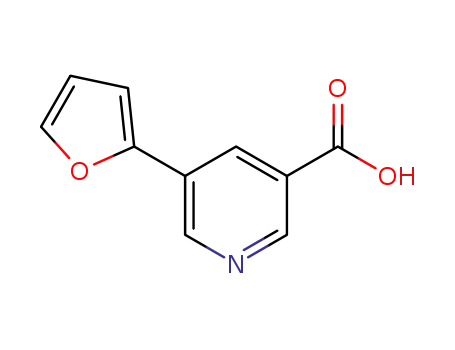 Molecular Structure of 857283-84-2 (5-(2-FURYL)NICOTINIC ACID 97%5-(2-FURYL)PYRIDINE-3-CARBOXYLIC ACID)