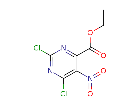 Molecular Structure of 54368-61-5 (ETHYL 2,6-DICHLORO-5-NITROPYRIMIDINE-4-CARBOXYLATE)