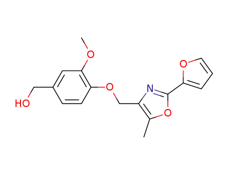 Molecular Structure of 250603-01-1 ([4-[[2-(furan-2-yl)-5-methyl-4-oxazolyl]methoxy]-3-methoxyphenyl]methanol)