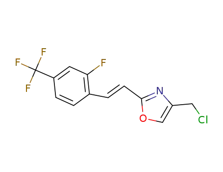 Molecular Structure of 568595-16-4 (Oxazole,
4-(chloromethyl)-2-[(1E)-2-[2-fluoro-4-(trifluoromethyl)phenyl]ethenyl]-)