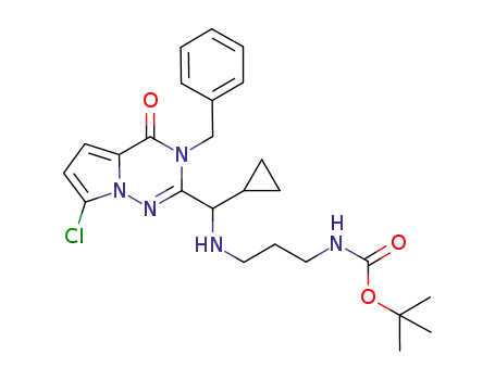 (+/-)-(3-{[(3-benzyl-7-chloro-4-oxo-3,4-dihydro-pyrrolo[2,1-f][1,2,4]triazin-2-yl)-cyclopropyl-methyl]-amino}-propyl)-carbamic acid tert-butyl ester