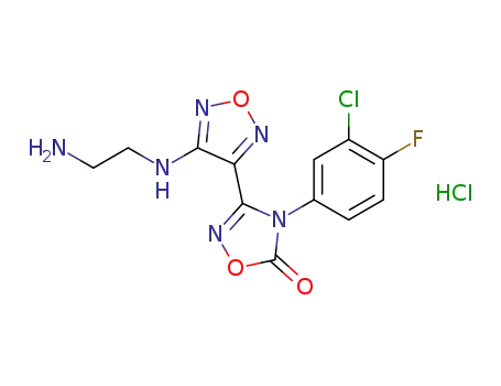 Molecular Structure of 1204669-83-9 (3-{4-[(2-aminoethyl)amino]-1,2,5-oxadiazol-3-yl}-4-(3-chloro-4-fluorophenyl)-1,2,4-oxadiazol-5(4H)-one hydrochloride)