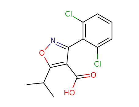 Molecular Structure of 774605-58-2 (3-(2,6-Dichlorophenyl)-5-isopropylisoxazole-4-carboxylic acid)