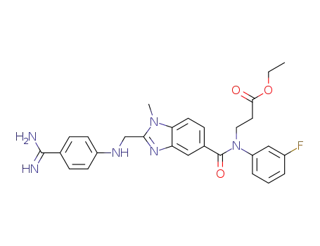 ethyl 3-(2-(((4-carbamimidoylphenyl)amino)methyl)-N-(3-fluorophenyl)-1-methyl-1H-benzo[d]imidazole-5-carboxamido)propanoate