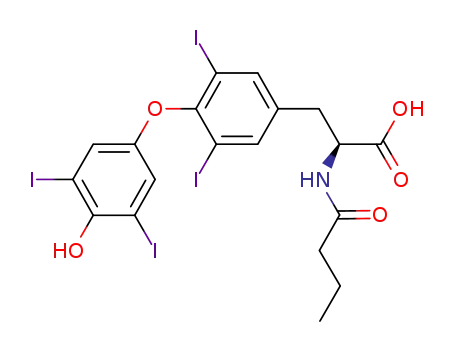 Molecular Structure of 806620-06-4 (2-(butyrylamino)-3-[4-(4-hydroxy-3,5-diiodophenoxy)-3,5-diiodophenyl]propanoic acid)
