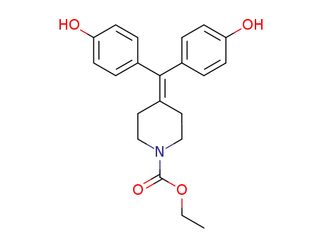 Molecular Structure of 121138-83-8 (4-[(4-hydroxyphenyl)(N-ethyloxycarbonylpiperidin-4-ylidene)methyl]phenol)
