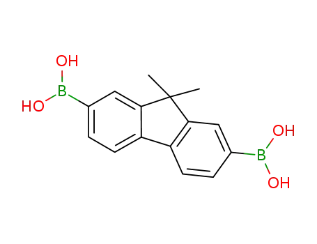 Molecular Structure of 866100-14-3 (Boronic acid,B,B'-(9,9-dimethyl-9H-fluorene-2,7-diyl)bis-)