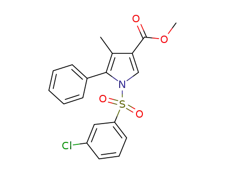 Molecular Structure of 881675-51-0 (1H-Pyrrole-3-carboxylic acid,
1-[(3-chlorophenyl)sulfonyl]-4-methyl-5-phenyl-, methyl ester)