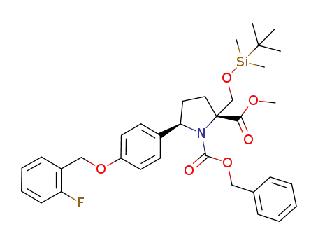 2-methyl 1-(phenylmethyl) (2R,5R)-2-({[(1,1-dimethylethyl)(dimethyl)silyl]oxy}methyl)-5-(4-{[(2-fluorophenyl)methyl]oxy}phenyl)-1,2-pyrrolidinedicarboxylate