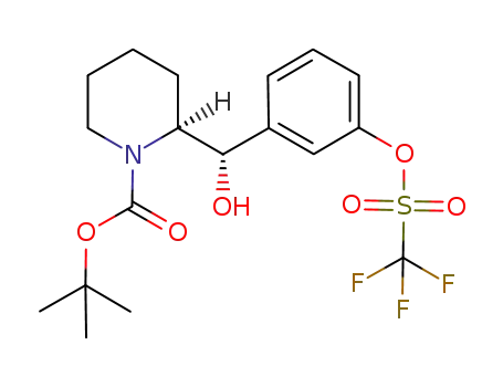 Molecular Structure of 1007110-00-0 (tert-butyl (2S)-2-[(S)-hydroxy{3-[(trifluoromethanesulfonyl)oxy]phenyl}methyl]piperidine-1-carboxylate)