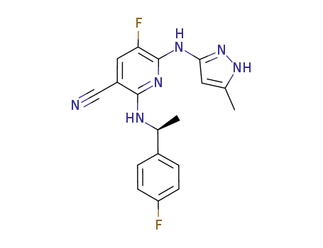 5-Fluoro-2-[[(1S)-1-(4-fluorophenyl)ethyl]amino]-6-[(5-methyl-1H-pyrazol-3-yl)amino]-3-pyridinecarbonitrile