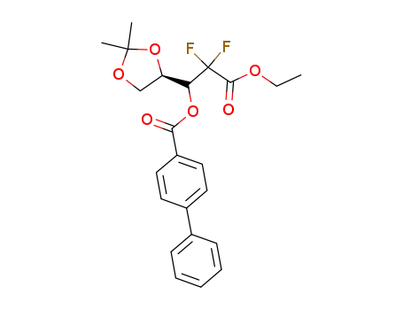 Molecular Structure of 1241891-43-9 (ethyl 2,2-difluoro-3-(4-biphenylcarbonyloxy)-3-((R)-2,2-dimethyl-[1,3]dioxolan-4-yl)propionate)