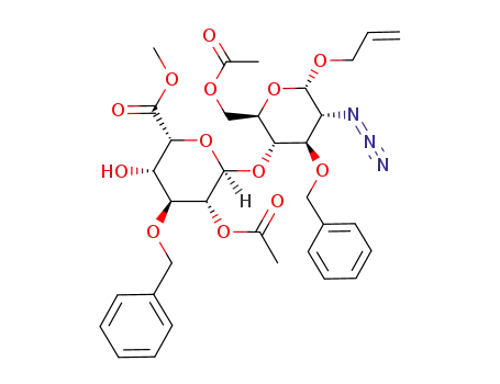 Molecular Structure of 628281-03-8 (allyl (methyl 2-O-acetyl-3-O-benzyl-α-L-idopyranosyluronate)-(1->4)-O-6-O-acetyl-2-azido-3-O-benzyl-2-deoxy-α-D-glucopyranoside)