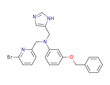 Molecular Structure of 1020816-50-5 ((3-benzyloxy-phenyl)-(6-bromo-pyridin-2-ylmethyl)-(3H-imidazol-4-ylmethyl)-amine)