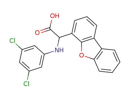 Molecular Structure of 745013-41-6 ((dibenzofuran-4-yl)-(3,5-dichlorophenylamino)acetic acid)