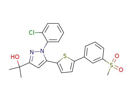2-(1-(2-chloro-phenyl)-5-[5-(3-methanesulfonyl-phenyl)-thiophen-2-yl]-1H-pyrazol-3-yl)-propan-2-ol