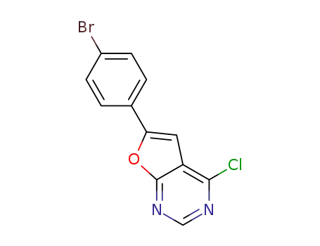 Molecular Structure of 887592-53-2 (6-(4-BROMO-PHENYL)-4-CHLORO-FURO[2,3-D]PYRIMIDINE)