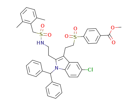 Molecular Structure of 540524-68-3 (methyl 4-({2-[5-chloro-2-(2-{[(2,6-dimethylbenzyl)sulfonyl]amino}ethyl)-1-(diphenylmethyl)-1H-indol-3-yl]ethyl}sulfonyl)benzoate)