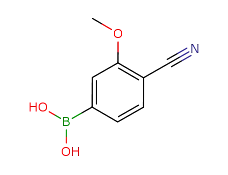 Molecular Structure of 677777-45-6 (Boronic acid, (4-cyano-3-methoxyphenyl)- (9CI))