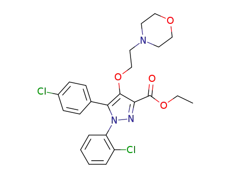 Molecular Structure of 935259-86-2 (1-(2-chlorophenyl)-5-(4-chlorophenyl)-3-ethoxycarbonyl-4-(2-morpholinoethoxy)-1H-pyrazole)