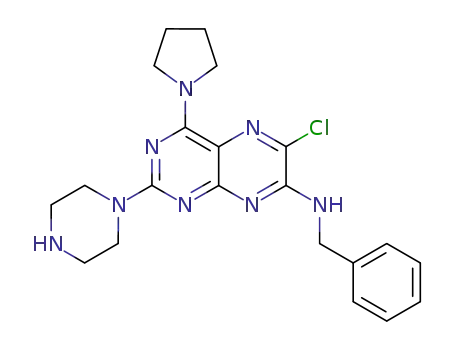 Molecular Structure of 109577-83-5 (7-benzylamino-6-chloro-2-piperazino-4-pyrrolidinopteridine)