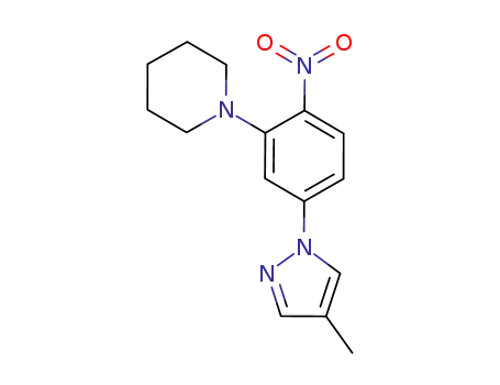 Molecular Structure of 885704-59-6 (1-[5-(4-methyl-pyrazol-1-yl)-2-nitro-phenyl]-piperidine)