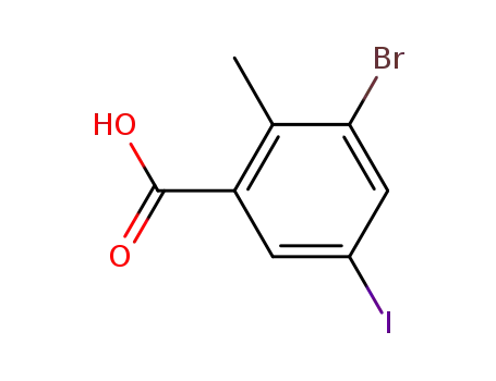 Molecular Structure of 1022983-50-1 (3-溴-5-碘-2-甲基苯甲酸)