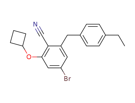 Molecular Structure of 1022983-72-7 (1-bromo-4-cyano-3-cyclobutoxy-5-(4-ethyl-benzyl)-benzene)