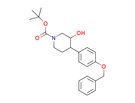 Molecular Structure of 188867-89-2 (1-Piperidinecarboxylic acid, 3-hydroxy-4-[4-(phenylmethoxy)phenyl]-, 1,1-dimethylethyl ester, trans-)