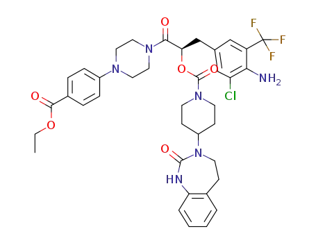 (R)-1-(4-amino-3-chloro-5-trifluoromethyl-benzyl)-2-[4-(4-ethoxycarbonyl-phenyl)-piperazin-1-yl]-2-oxo-ethyl 4-(2-oxo-1,2,4,5-tetrahydro-1,3-benzodiazepin-3-yl)-piperidine-1-carboxylate