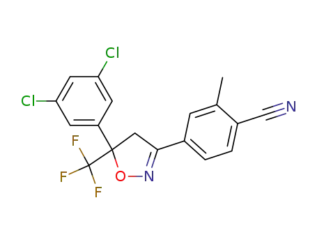 Molecular Structure of 930110-37-5 (4-[5-(3,5-dichloro-phenyl)-5-trifluoromethyl-4,5-dihydro-isoxazol-3-yl]-2-methyl-benzonitrile)