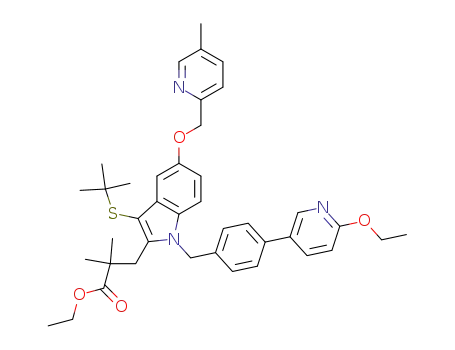 3-[3-tert-butylsulfanyl-1-[4-(6-ethoxy-pyridin-3-yl)-benzyl]-5-(5-methyl-pyridin-2-ylmethoxy)-1H-indol-2-yl]-2,2-dimethyl-propionic acid ethyl ester