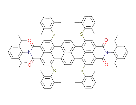 Molecular Structure of 919488-85-0 (N,N'-bis(2,6-diisopropylphenyl)-1,6,9,14-tetra(2,6-dimethylthiophenoxy)-terrylene-3,4:11,12-tetracarboximide)