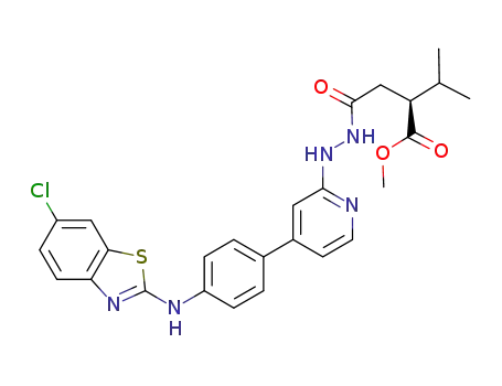 methyl (S)-4-(2-(4-(4-(6-chloro-benzo[d]thiazol-2-ylamino)phenyl)pyridin-2-yl)hydrazino)-2-isopropyl-4-oxo-butanoate