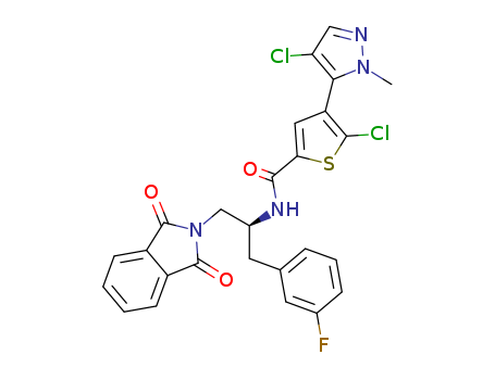 5-chloro-4-(4-chloro-1-methyl-1H-pyrazol-5-yl)-N-{(1S)-2-(1,3-dioxo-1,3-dihydro-2H-isoindol-2-yl)-1-[(3-fluorophenyl)methyl]ethyl}-2-thiophenecarboxamide
