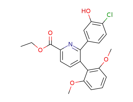 Molecular Structure of 1007170-16-2 (ethyl 6-(4-chloro-3-hydroxyphenyl)-5-(2,6-dimethoxyphenyl)pyridine-2-carboxylate)